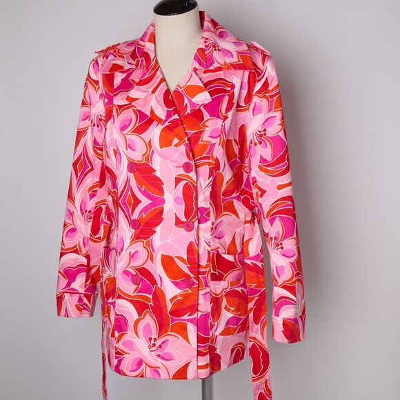Pierre Cardin Jacket 12 Mod 60s 70s Retro Floral Belted Statement Groovy Artsy - Picture 13 of 14